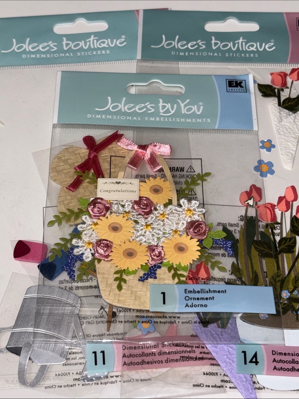 JOLEE’S Boutique Flower Embellishment Knitting Straw hat Grandma Embellishment